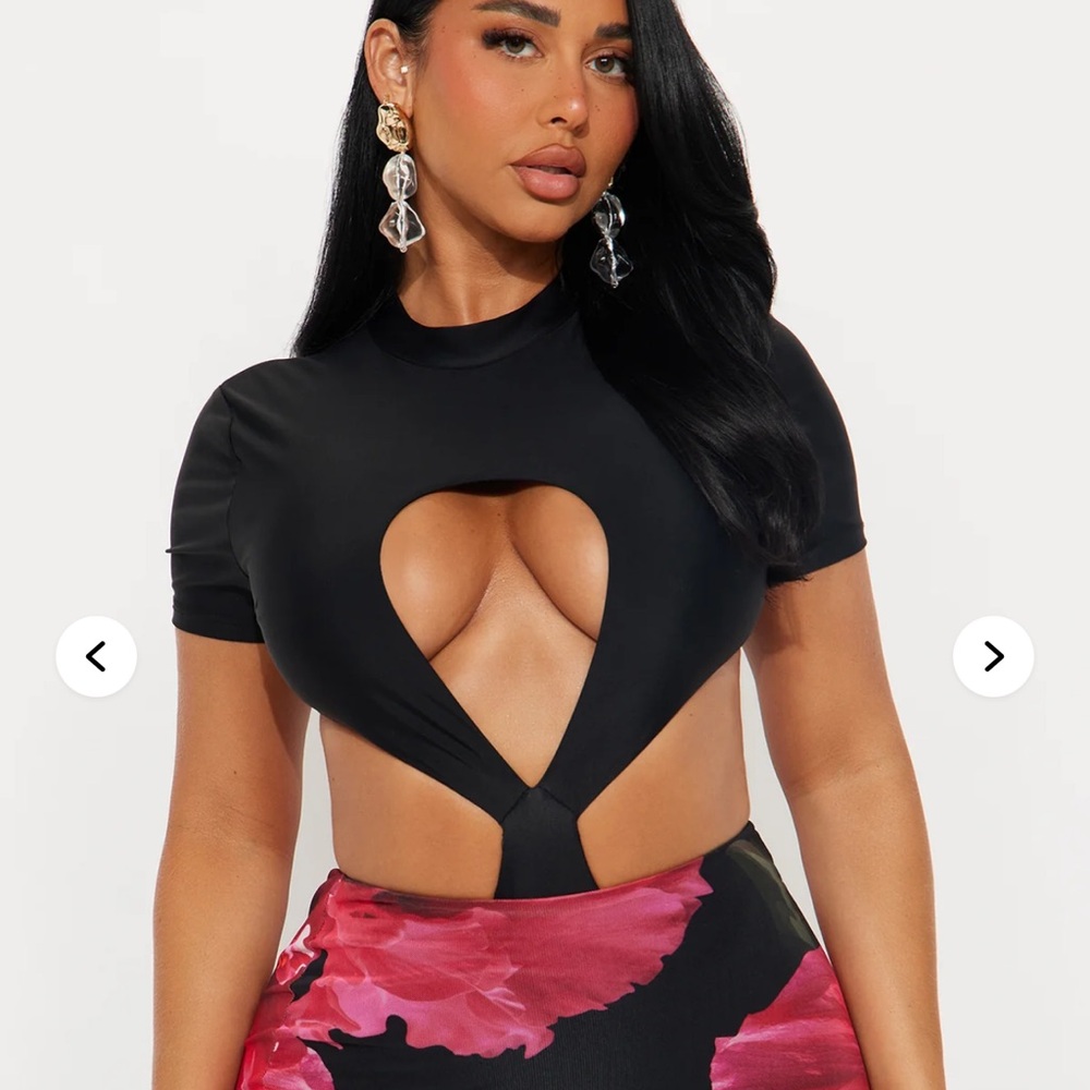 Fashion Nova Black Cut-Out Bodysuit - Picture 3 of 5